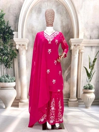 DSS 5825 New Style Pure Faux Georgette Silk  kurti-Sahara With Multi Needle Sequins Embroidery work. - pink, 2XL-44