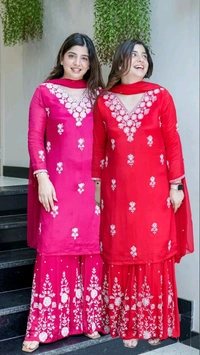 DSS 5825 New Style Pure Faux Georgette Silk  kurti-Sahara With Multi Needle Sequins Embroidery work. - pink, 2XL-44