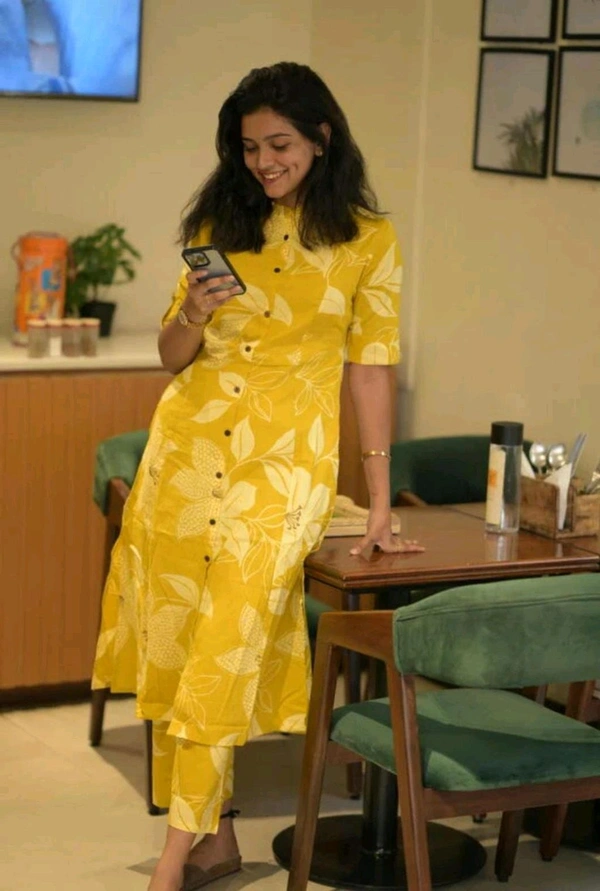 SF5  5826 NEW LOOK  COTTON  CORD SET PERFECT COTTON A LINE KURTI   NECK STYLE WITH ONE SIDE POCKET - 2XL-44