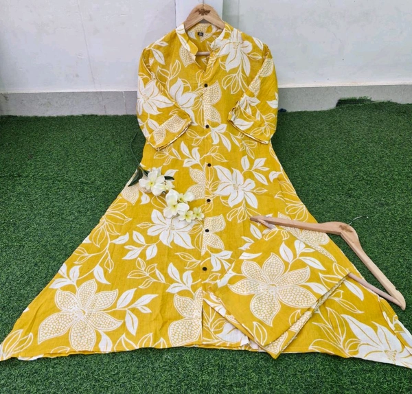 SF5  5826 NEW LOOK  COTTON  CORD SET PERFECT COTTON A LINE KURTI   NECK STYLE WITH ONE SIDE POCKET - 2XL-44
