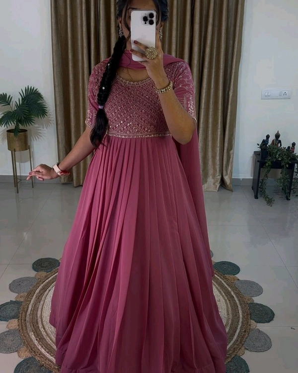 DSS 5827 New Designer Party Wear Look Full Heavy Faux Georgette Embroidery Sequence Work Gown  - XL-42