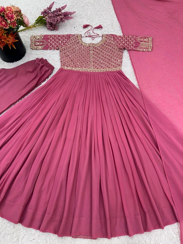 DSS 5827 New Designer Party Wear Look Full Heavy Faux Georgette Embroidery Sequence Work Gown  - XL-42