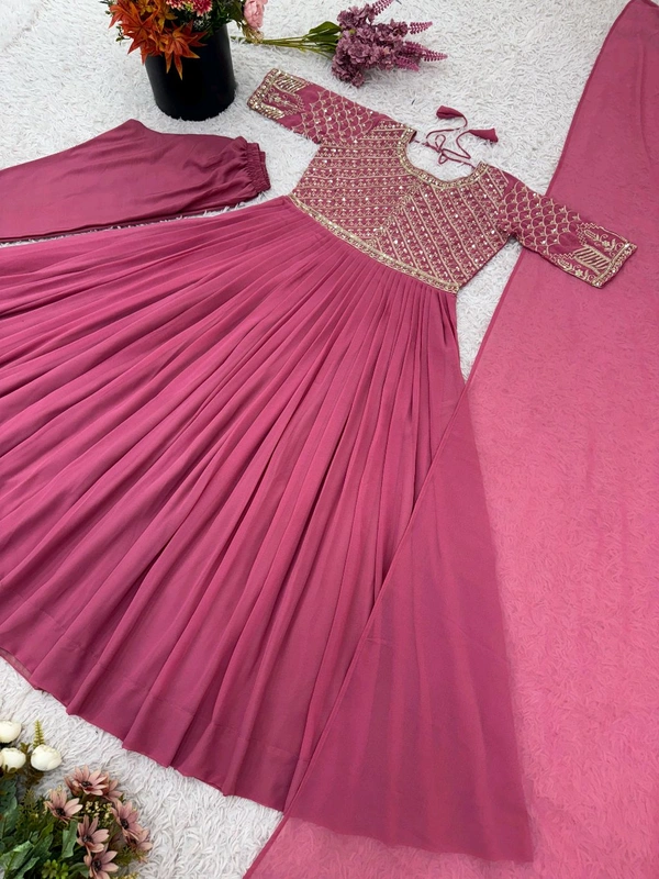 DSS 5827 New Designer Party Wear Look Full Heavy Faux Georgette Embroidery Sequence Work Gown  - XL-42