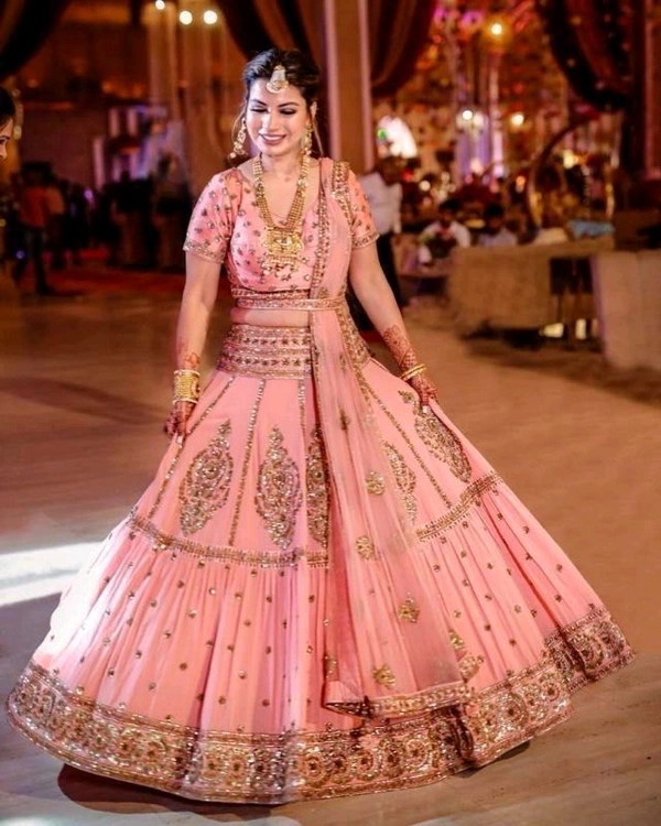 DSS 5828 *BRIDAL WEAR HEAVY FUAX GEORGETTE EMBROIDERED SEQUENCE WORK LEHENGAS CHOLI WITH DUPATTA - 2XL-44
