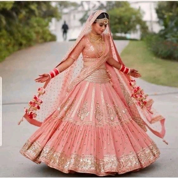 DSS 5828 *BRIDAL WEAR HEAVY FUAX GEORGETTE EMBROIDERED SEQUENCE WORK LEHENGAS CHOLI WITH DUPATTA - 2XL-44