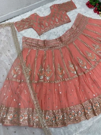 DSS 5828 *BRIDAL WEAR HEAVY FUAX GEORGETTE EMBROIDERED SEQUENCE WORK LEHENGAS CHOLI WITH DUPATTA - 2XL-44