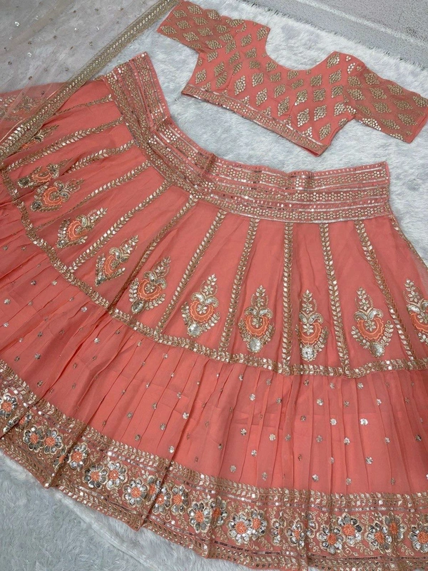 DSS 5828 *BRIDAL WEAR HEAVY FUAX GEORGETTE EMBROIDERED SEQUENCE WORK LEHENGAS CHOLI WITH DUPATTA - 2XL-44