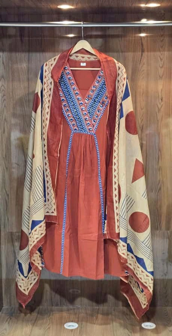 LCE 5829 *New Look & Perfect Pure Cotton Kurti Pant And Dupatta Set With Embroidery Work  - M-38