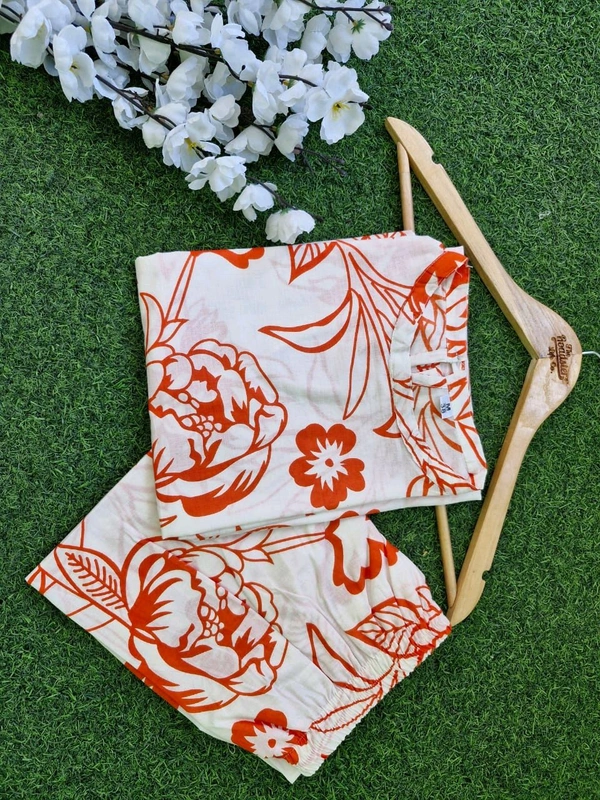 SF5 5830 *New Premium Floral Fine cotton kurti Pant set in side sleeve attached With Side Pocket  - 2XL-44