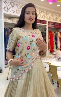 DSS 5831 New Festival Crop. Top Pure Cotton Gold CrushHeavy Embroidery Thread & Sequence Work - M-38