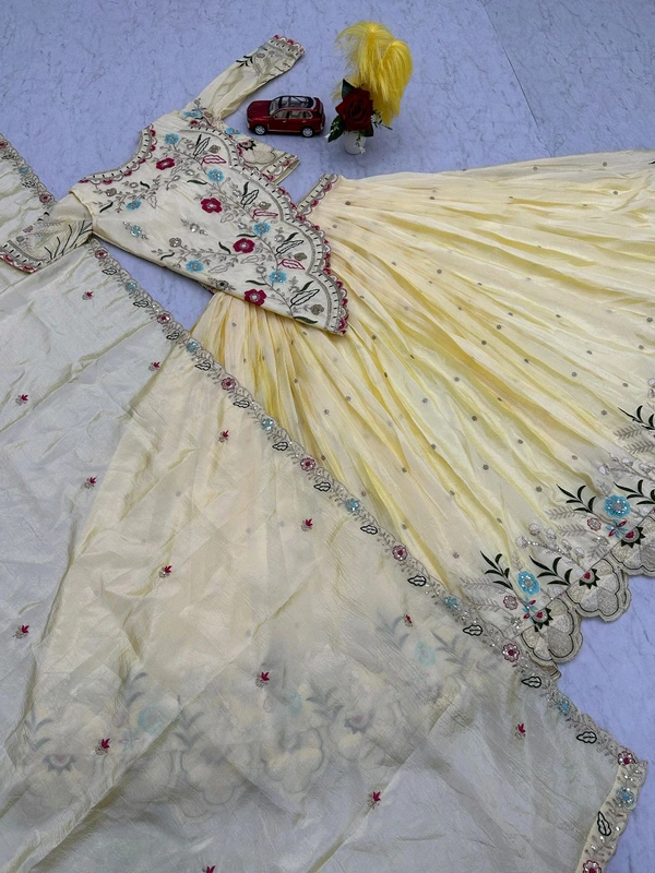 DSS 5831 New Festival Crop. Top Pure Cotton Gold CrushHeavy Embroidery Thread & Sequence Work - M-38