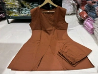 SF5  5832 New Premium  launch Pure cotton coord - set  beautiful botton work with 2 pockets - Brown, 2XL-44
