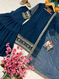 DSS 5833 *ENHANCE THE BEAUTY OF YOUR WARDROBE WITH THIS NEWLY LAUNCHED GEORGETTE  FLAIRED KURTI & SHARARA(Ruffled) SET - M-38