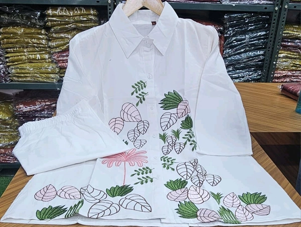 LCW 5836 New Trending cotton Embroidery work casual top Bottom set Stylish Embroidery Cotton Co-ord Sets  - 2XL-44