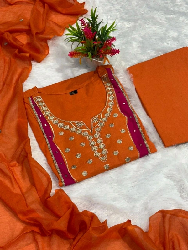 LCW 5837 *NEW ARRIVALS  EMBROIDERY SET HEAVY PURE COTTON KURTI PANT AND DUPATTA SET  - M-38