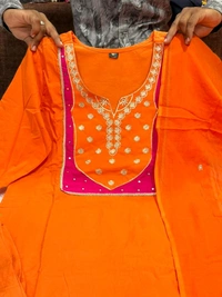 LCW 5837 *NEW ARRIVALS  EMBROIDERY SET HEAVY PURE COTTON KURTI PANT AND DUPATTA SET  - L-40
