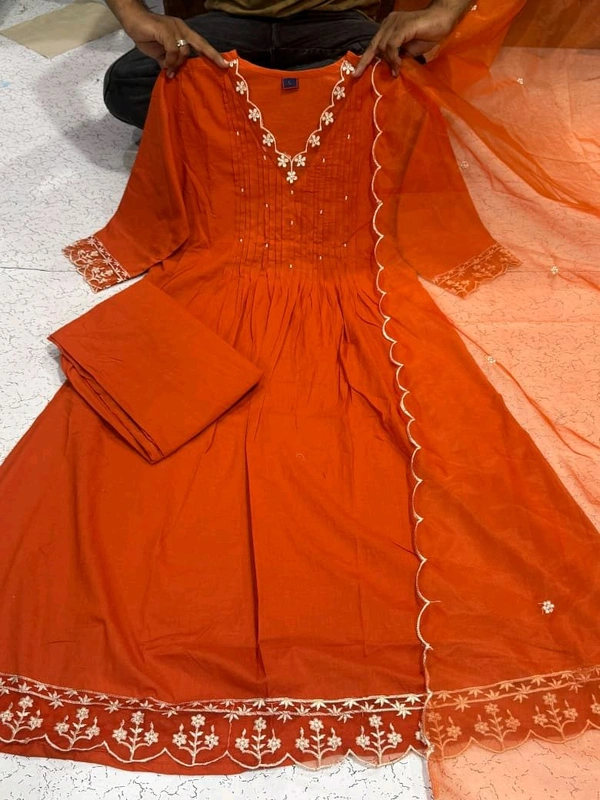LCW 5839 NEW COLLECTION BEAUTIFUL DESIGNER MAL COTTON KURTI PANT AND DUPATTA SET WITH EMBROIDERY WORK  - M-38