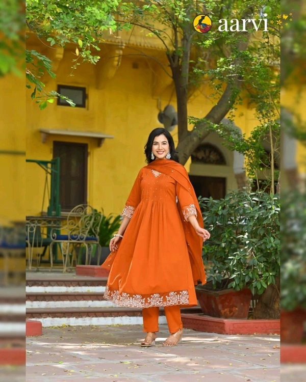 LCW 5839 NEW COLLECTION BEAUTIFUL DESIGNER MAL COTTON KURTI PANT AND DUPATTA SET WITH EMBROIDERY WORK  - 2XL-44