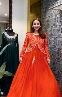 DSS 5842 *NEW LAUNCHIN HEAVY BANDHNI PRINT &   SILK GOWN WITH EMBROIDERY WORK  - M-38