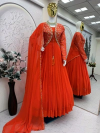 DSS 5842 *NEW LAUNCHIN HEAVY BANDHNI PRINT &   SILK GOWN WITH EMBROIDERY WORK  - M-38