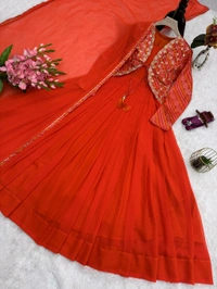 DSS 5842 *NEW LAUNCHIN HEAVY BANDHNI PRINT &   SILK GOWN WITH EMBROIDERY WORK  - M-38