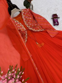 DSS 5842 *NEW LAUNCHIN HEAVY BANDHNI PRINT &   SILK GOWN WITH EMBROIDERY WORK  - L-40