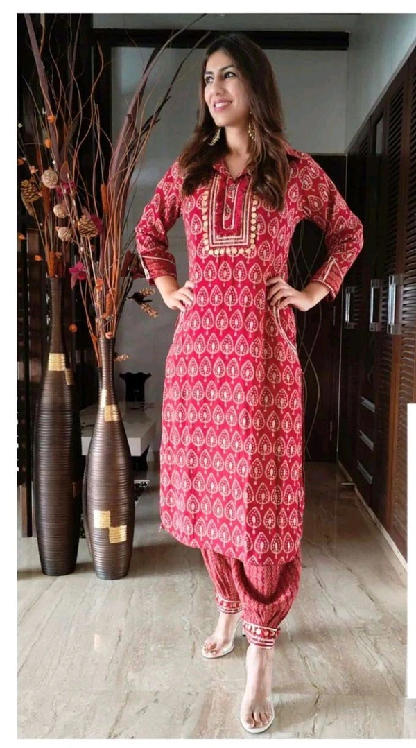 DSS 5843 *New Afghani Party Wear : Pure Reyon Cottan Kurti Pant  - Red, M-38