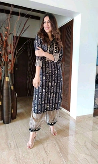 DSS 5843 *New Afghani Party Wear : Pure Reyon Cottan Kurti Pant  - Blue, M-38