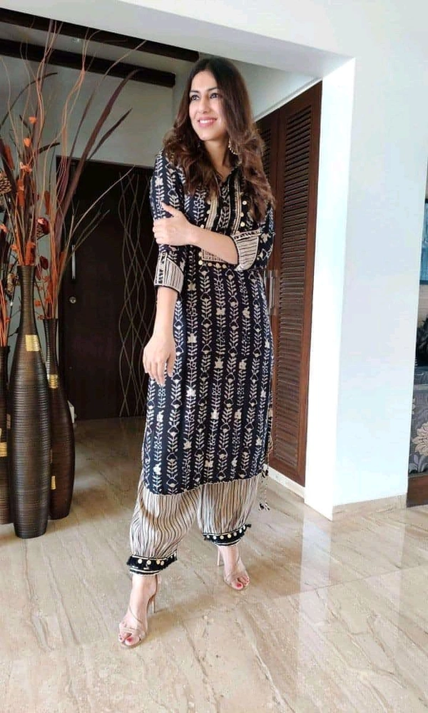 DSS 5843 *New Afghani Party Wear : Pure Reyon Cottan Kurti Pant  - Blue, L-40