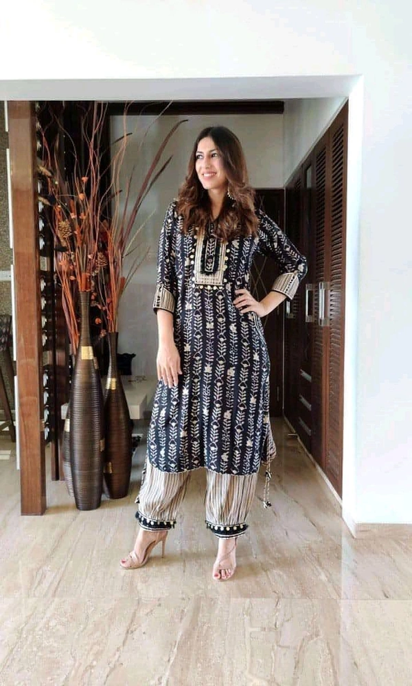 DSS 5843 *New Afghani Party Wear : Pure Reyon Cottan Kurti Pant  - Blue, XL-42