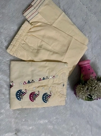 LCW 5844 *New special Beautiful Pure Cotton Kurti with Pant set With  Embroidery work* - White, M-38