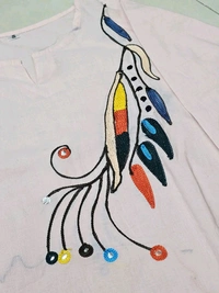 LCW 5845 New Beautiful Pure Cotton Folwers Hand Embroidery Kurta With cotton pant sets - M-38