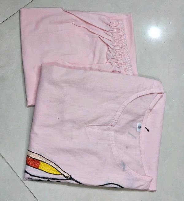 LCW 5845 New Beautiful Pure Cotton Folwers Hand Embroidery Kurta With cotton pant sets - M-38