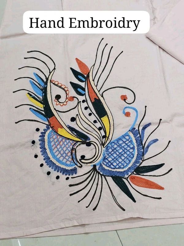 LCW 5845 New Beautiful Pure Cotton Folwers Hand Embroidery Kurta With cotton pant sets - L-40