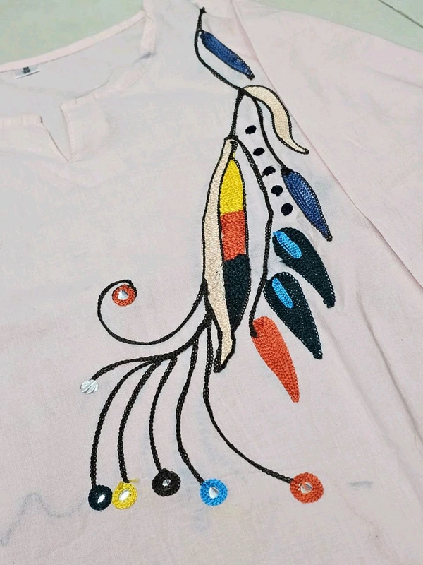 LCW 5845 New Beautiful Pure Cotton Folwers Hand Embroidery Kurta With cotton pant sets - 2XL-44