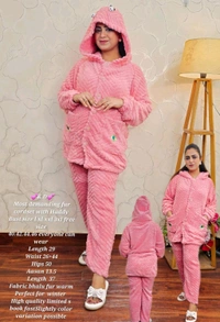 KD18  5848 Most demanding fur Bhalu Fur Warm  cordset with Huddy - pink, L-40