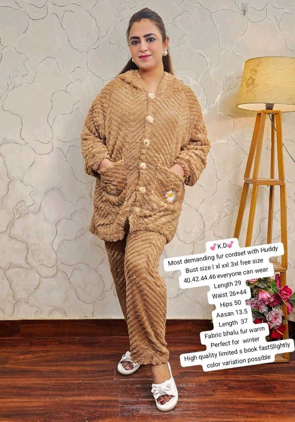 KD18  5848 Most demanding fur Bhalu Fur Warm  cordset with Huddy - Brown, L-40