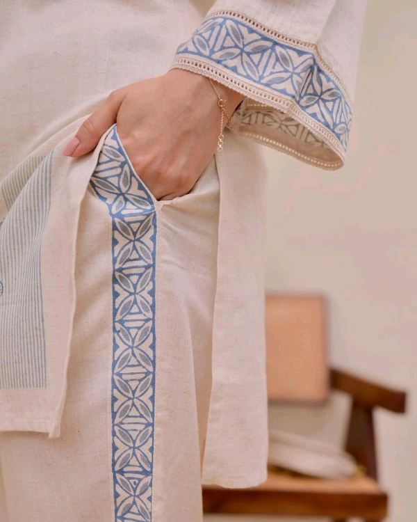 NVE 5849  New elegant Cotton Flex  Co-ords. Designed With Sequins Embroidery Work  - Blue, 2XL-44