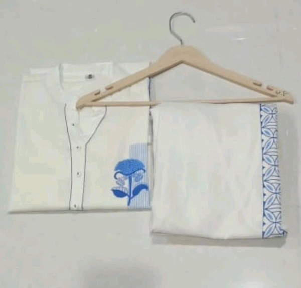 NVE 5849  New elegant Cotton Flex  Co-ords. Designed With Sequins Embroidery Work  - Blue, 2XL-44