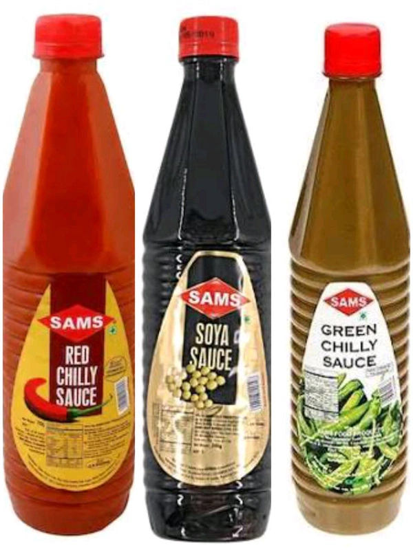 SAMS Sauces (Red Chilli+Green Chilli+Soya Suace) - 3 Pcs