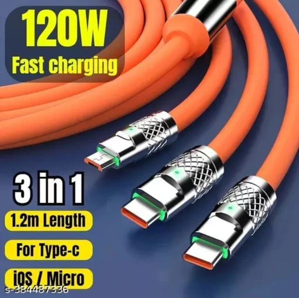 120W METAL 3 IN 1 CHARGING CABLE - 1 PCS