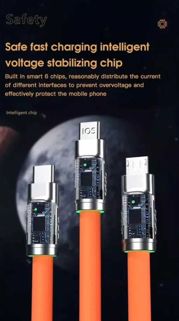 120W METAL 3 IN 1 CHARGING CABLE - 1 PCS