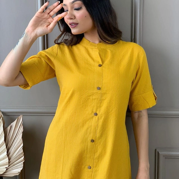 KDG 2194 Premium Katha Cotton Set With One Side Pocket - yello, M-38