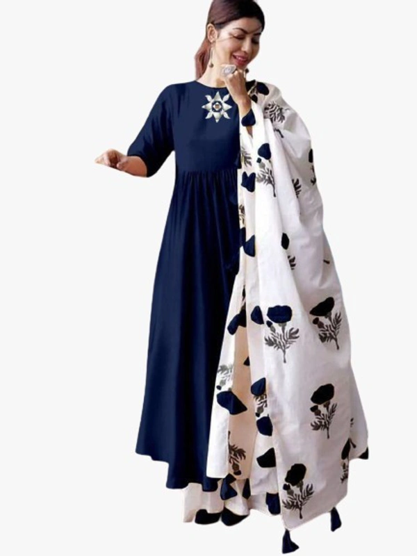 ARYM SHIPRA PAIR SETKURATI-PLAZZO-DUPATTA - Dark Blue, L-40