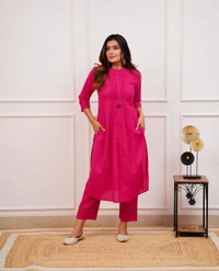 KDJ 2956 REYON KURTI WITH PANT  - Maroon, L-40