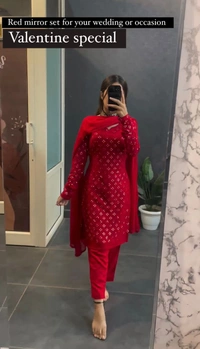 VRE 5959 Designer Kurti Set  - Red, L-40