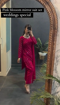 VRE 5959 Designer Kurti Set  - Red, L-40