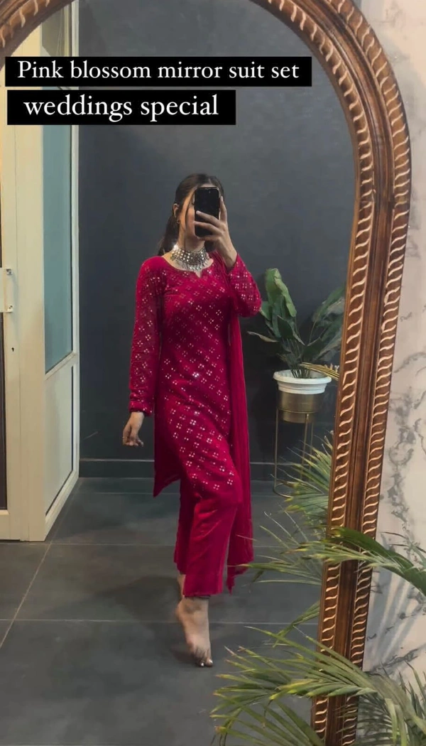 VRE 5959 Designer Kurti Set  - Red, 42-XL