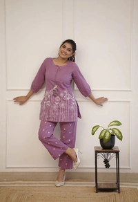 RPR Embroidery Top With Pant  - 42-XL, Fuchsia Pink