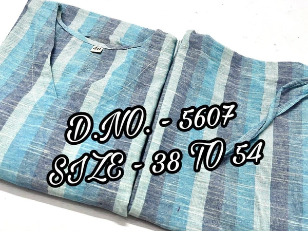 KDJ 3649 Cotton Long Kurti Set  - Cornflower Blue, M-38